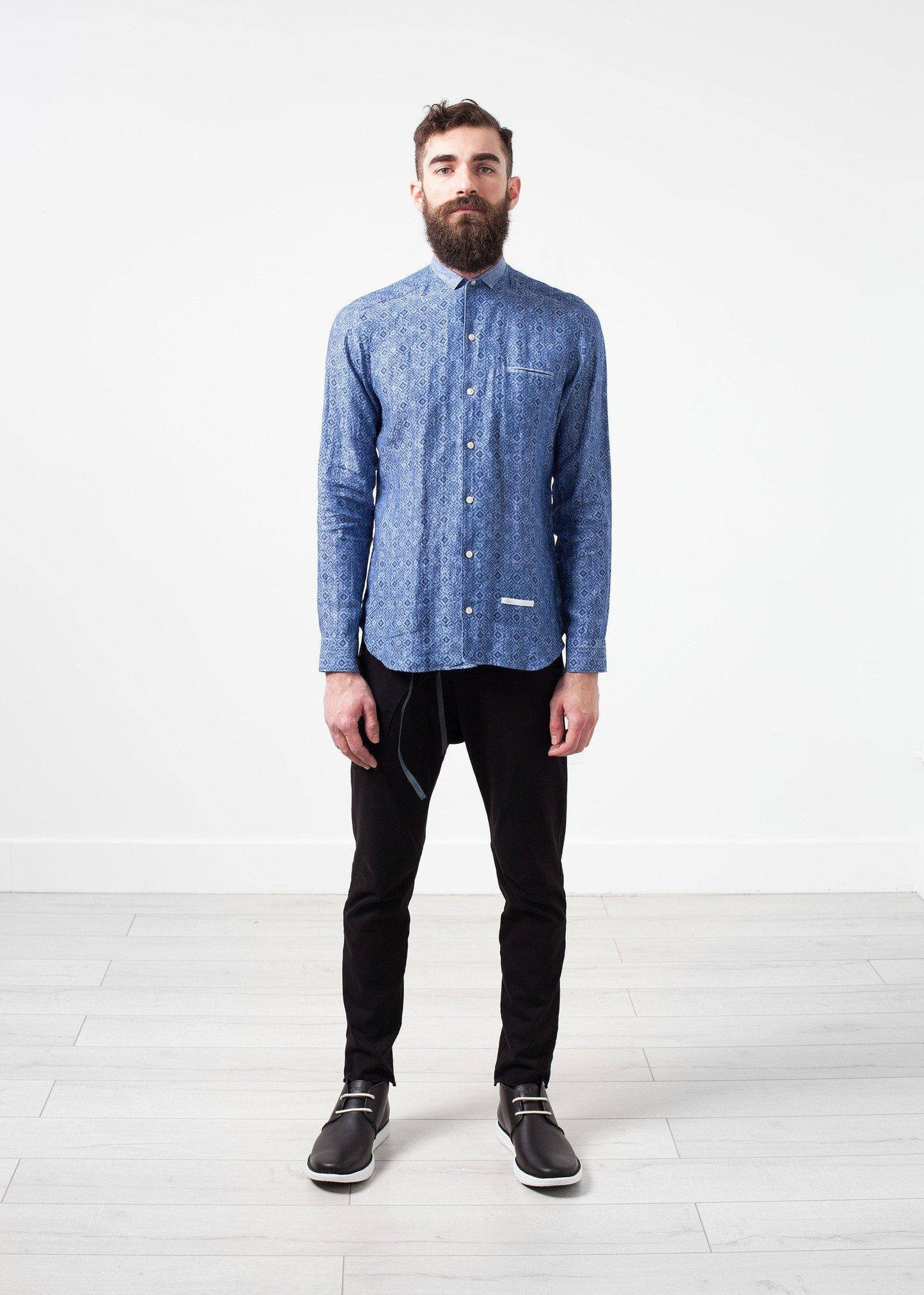 Linen Button Up in Blue Diamond - Thang5501