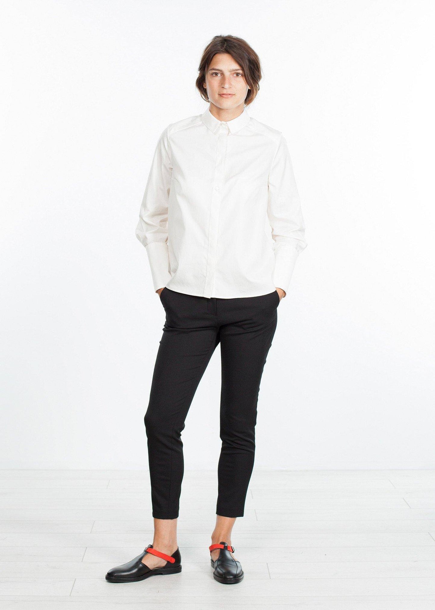Trim Collar Poplin Blouse in Off White - Thang5501