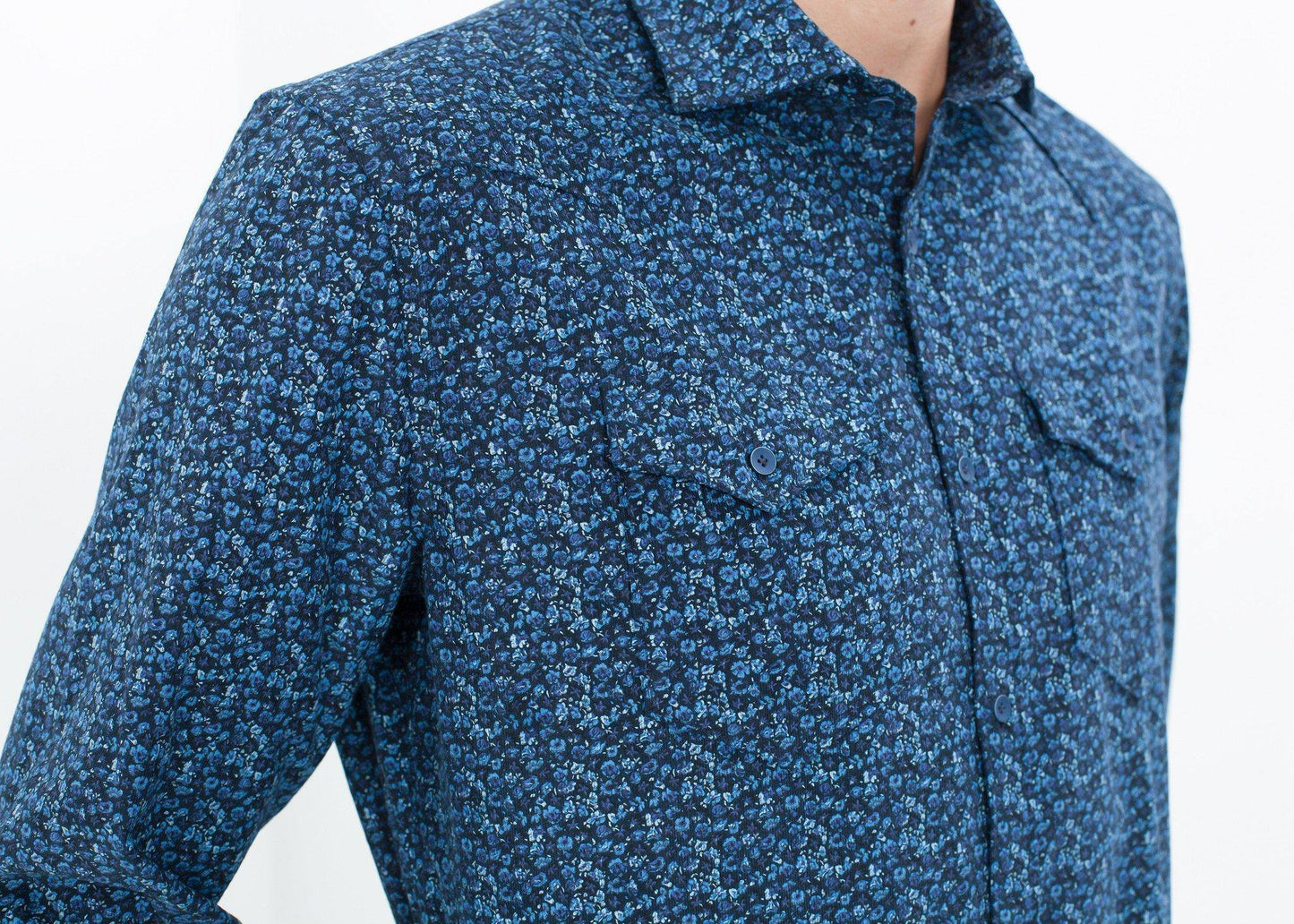 Western Arkansas Button-Up in Blue Floral - Thang5501