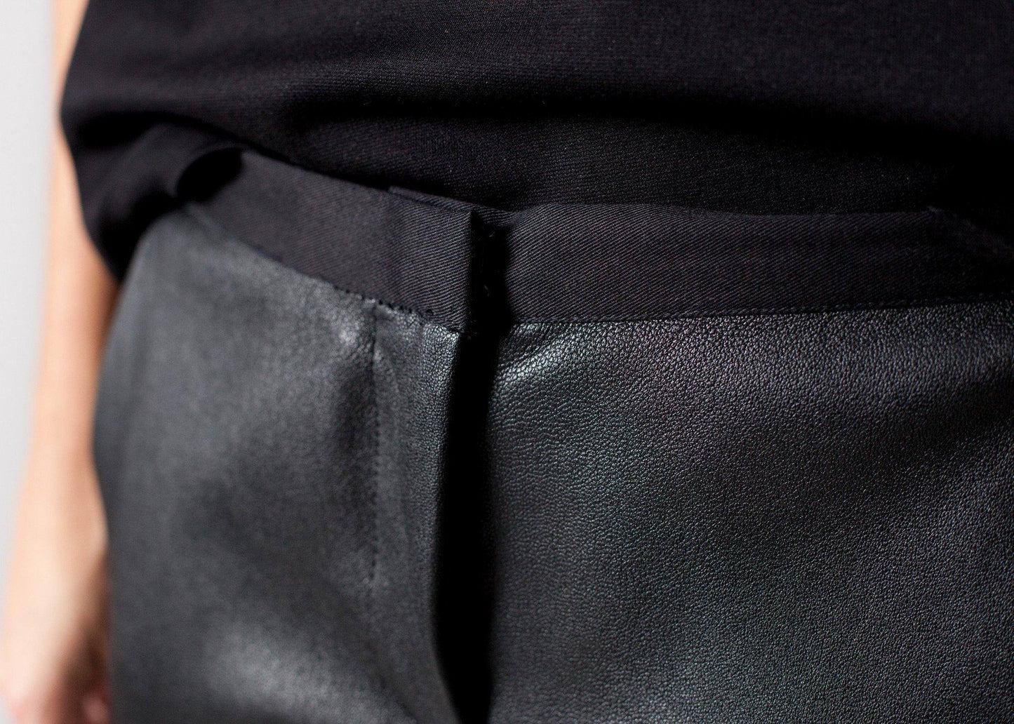 Leather Panel Trouser in Black - Thang5501