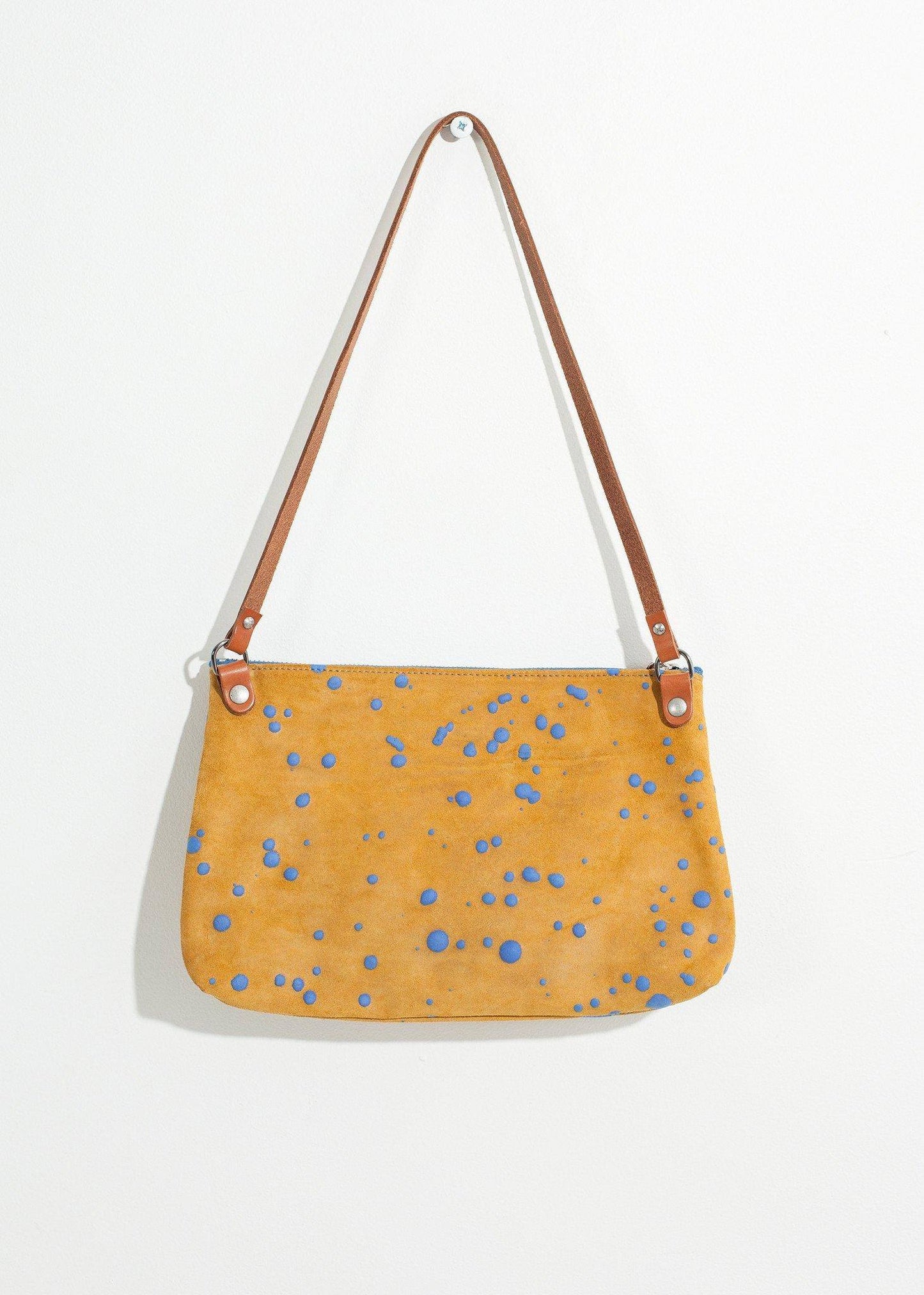 Ink Splatter Shoulder Bag in Mustard/Blue - Thang5501