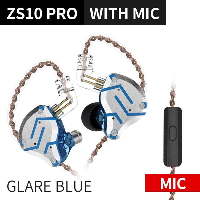 KZ ZS10 Pro Gold Earphones 4BA+1DD Hybrid 10 drivers HIFI Bass Earbuds In Ear Monitor Headphones Noise Cancelling Metal Headset - Thang5501
