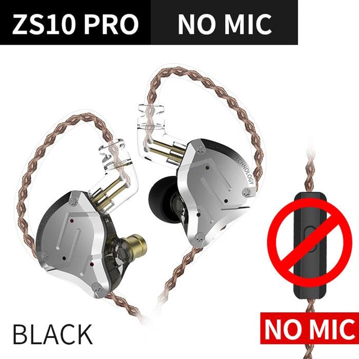 KZ ZS10 Pro Gold Earphones 4BA+1DD Hybrid 10 drivers HIFI Bass Earbuds In Ear Monitor Headphones Noise Cancelling Metal Headset - Thang5501