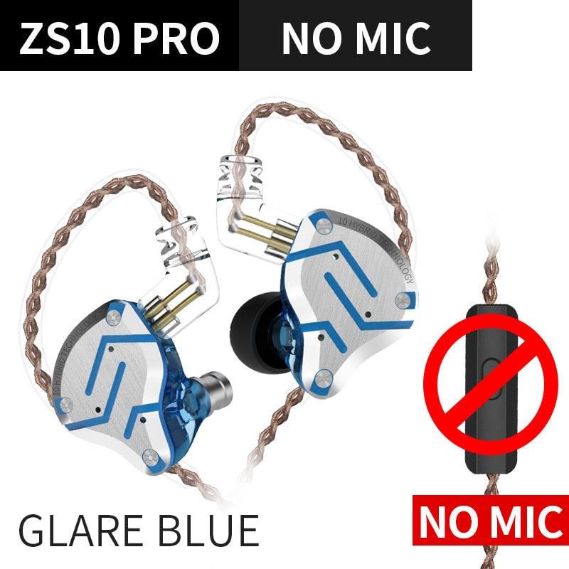 KZ ZS10 Pro Gold Earphones 4BA+1DD Hybrid 10 drivers HIFI Bass Earbuds In Ear Monitor Headphones Noise Cancelling Metal Headset - Thang5501