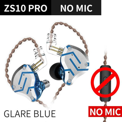 KZ ZS10 Pro Gold Earphones 4BA+1DD Hybrid 10 drivers HIFI Bass Earbuds In Ear Monitor Headphones Noise Cancelling Metal Headset - Thang5501