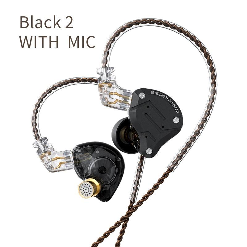 KZ ZS10 Pro Gold Earphones 4BA+1DD Hybrid 10 drivers HIFI Bass Earbuds In Ear Monitor Headphones Noise Cancelling Metal Headset - Thang5501