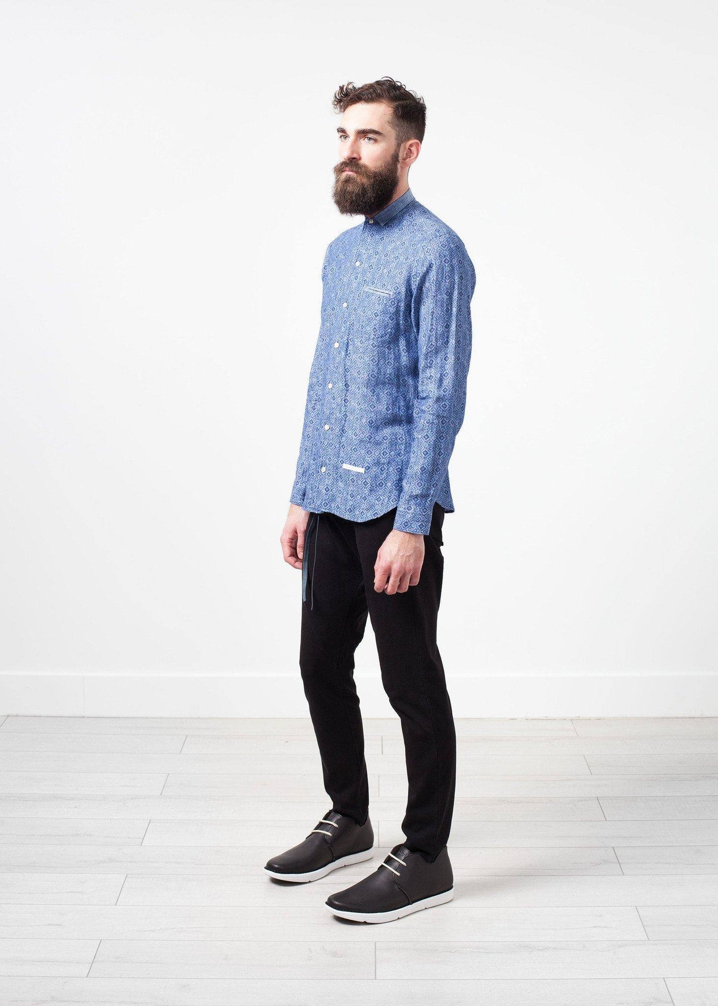 Linen Button Up in Blue Diamond - Thang5501
