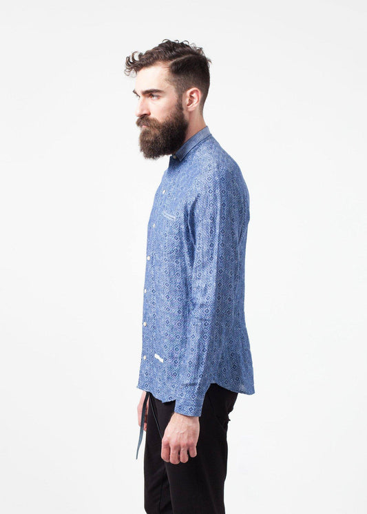 Linen Button Up in Blue Diamond - Thang5501