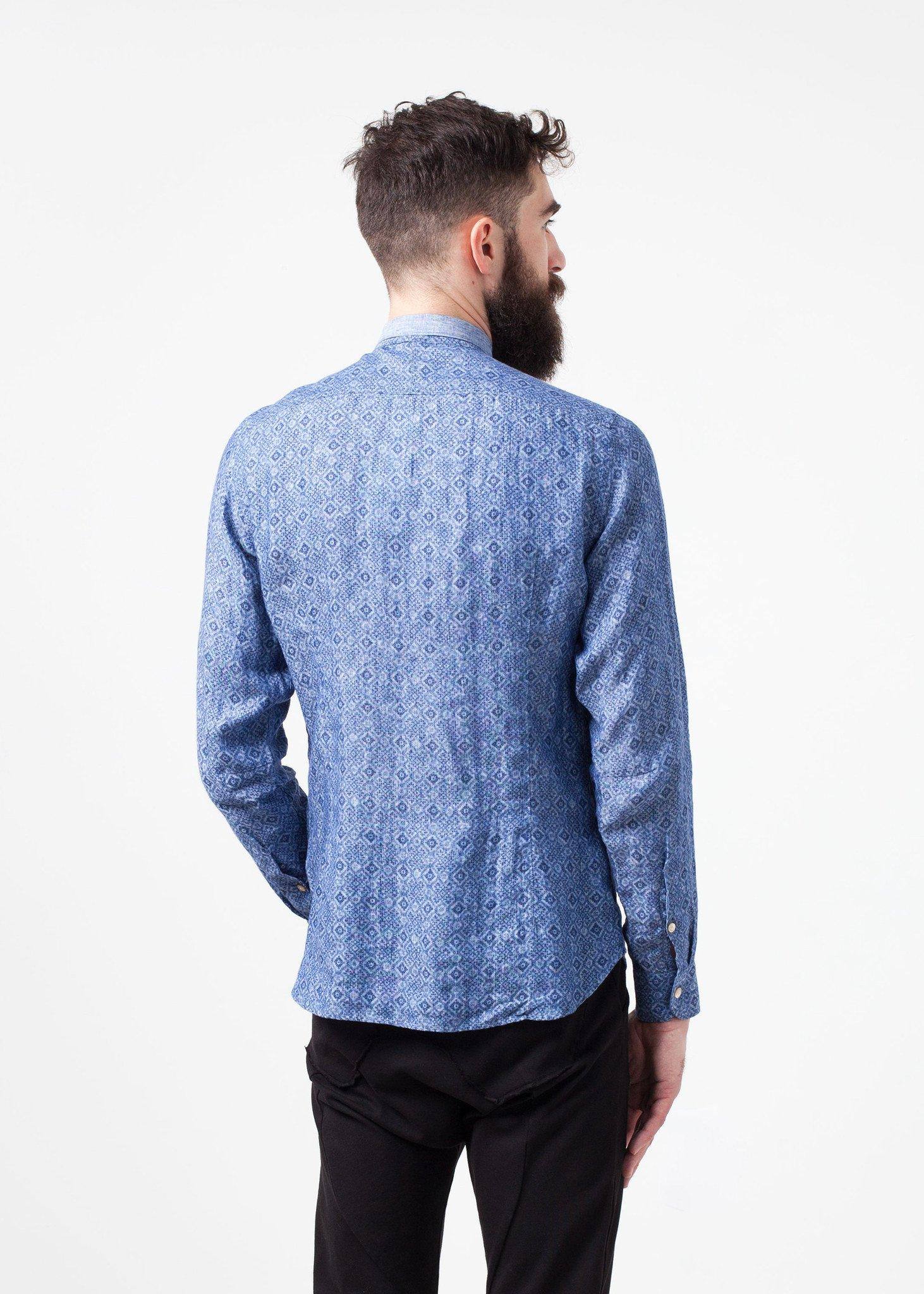 Linen Button Up in Blue Diamond - Thang5501