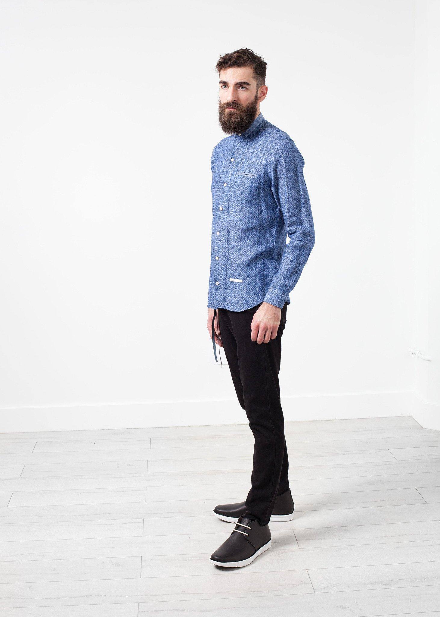 Linen Button Up in Blue Diamond - Thang5501