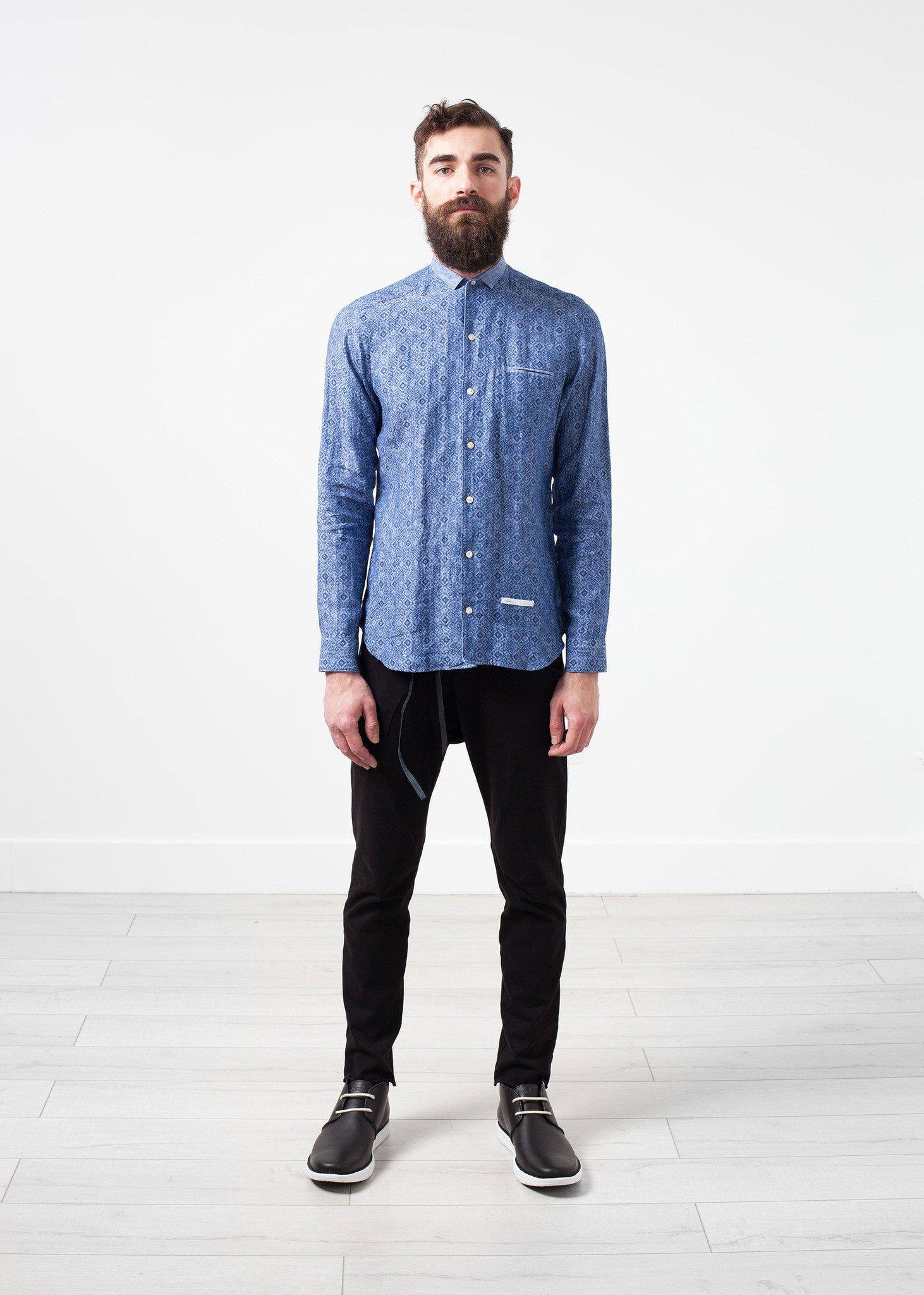 Linen Button Up in Blue Diamond - Thang5501