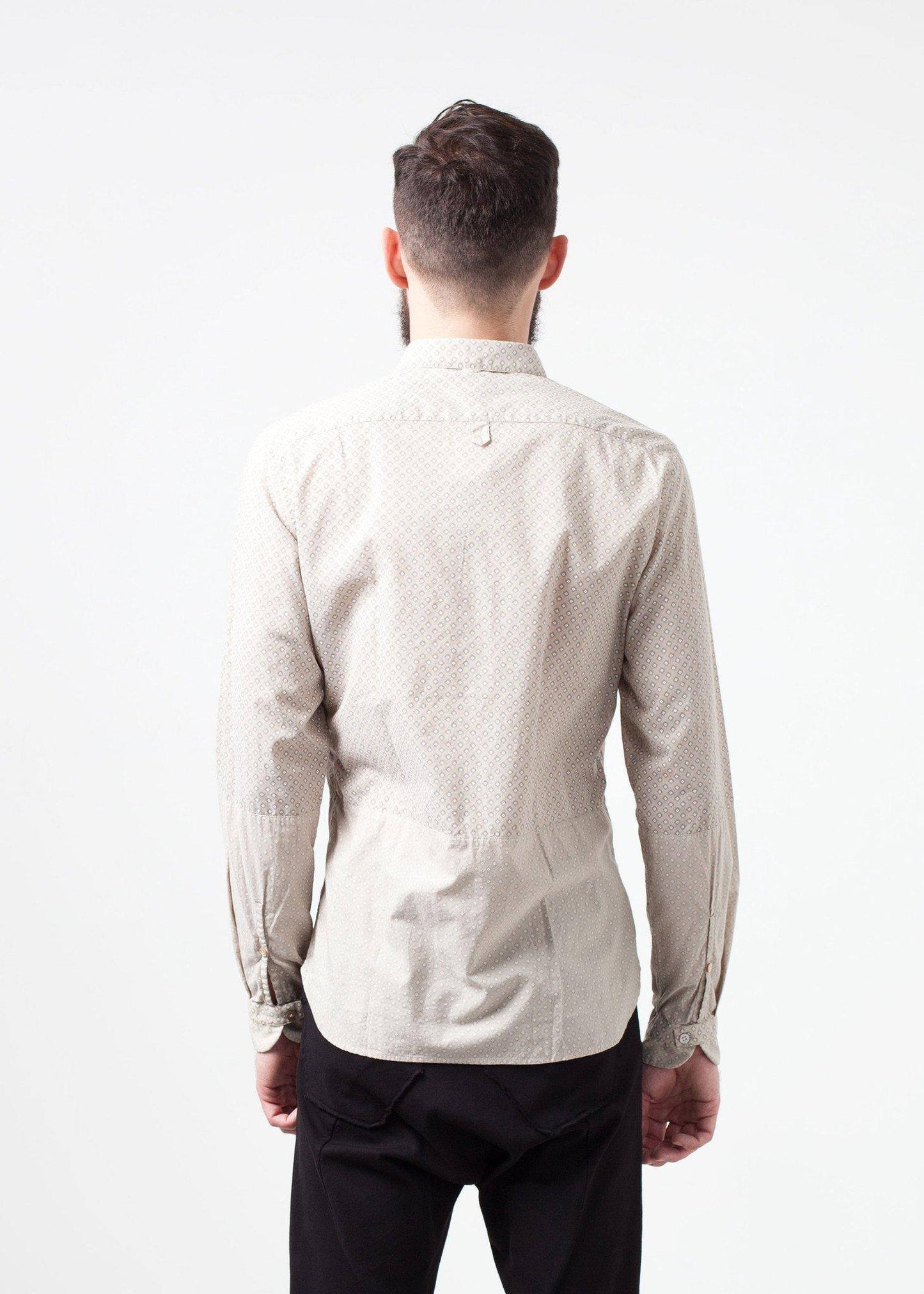 Patterned Button Up in Beige - Thang5501