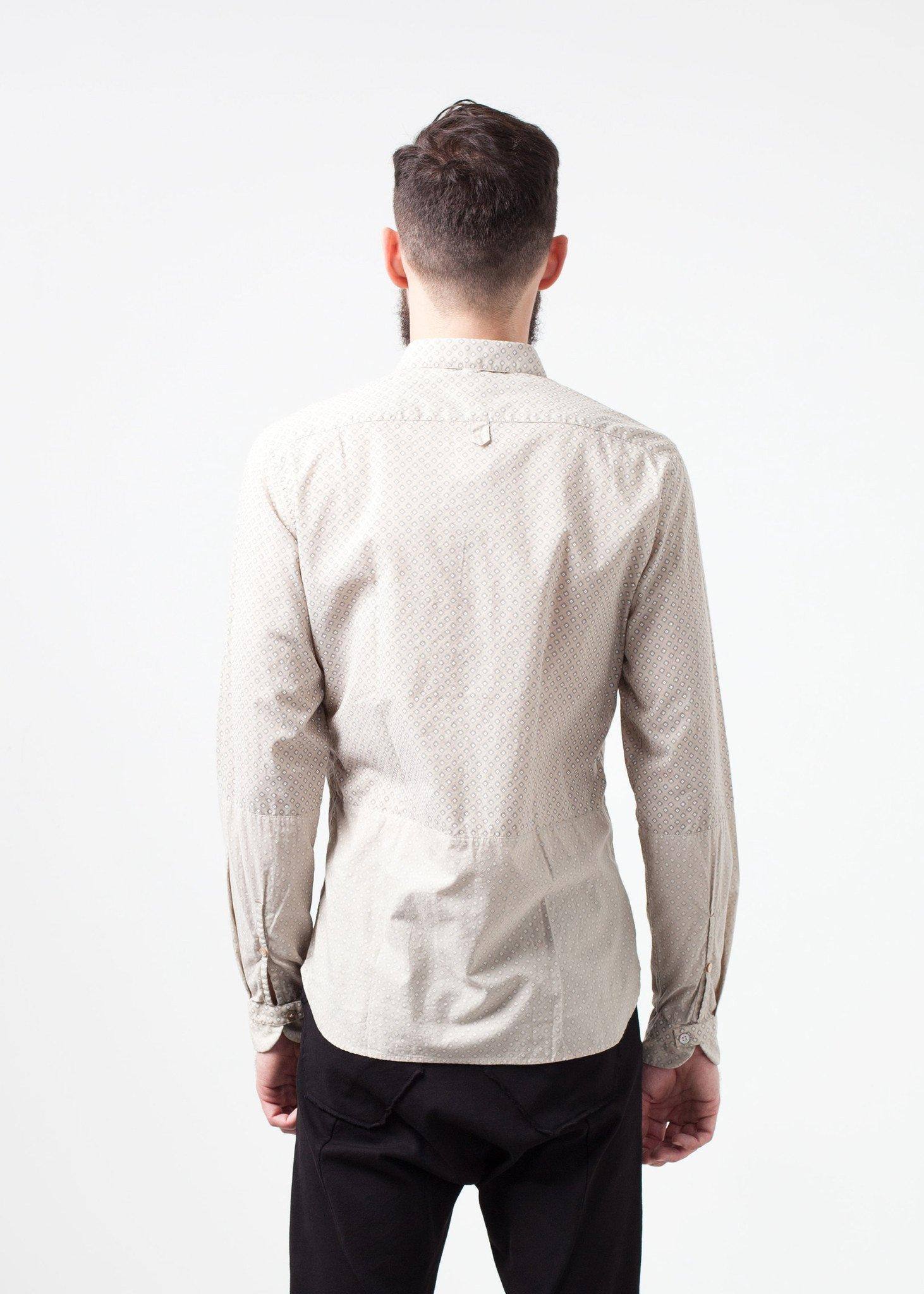 Patterned Button Up in Beige - Thang5501