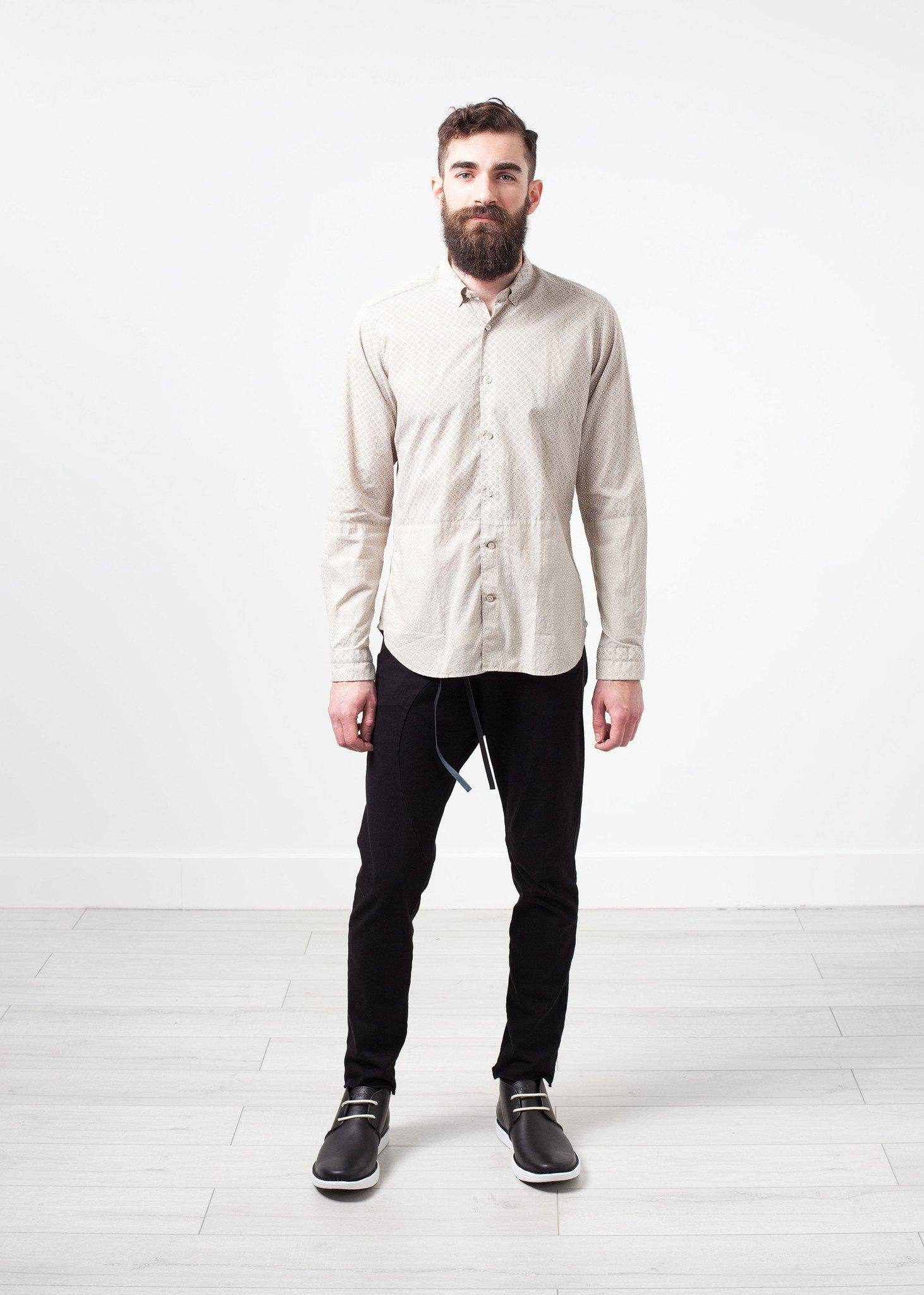 Patterned Button Up in Beige - Thang5501