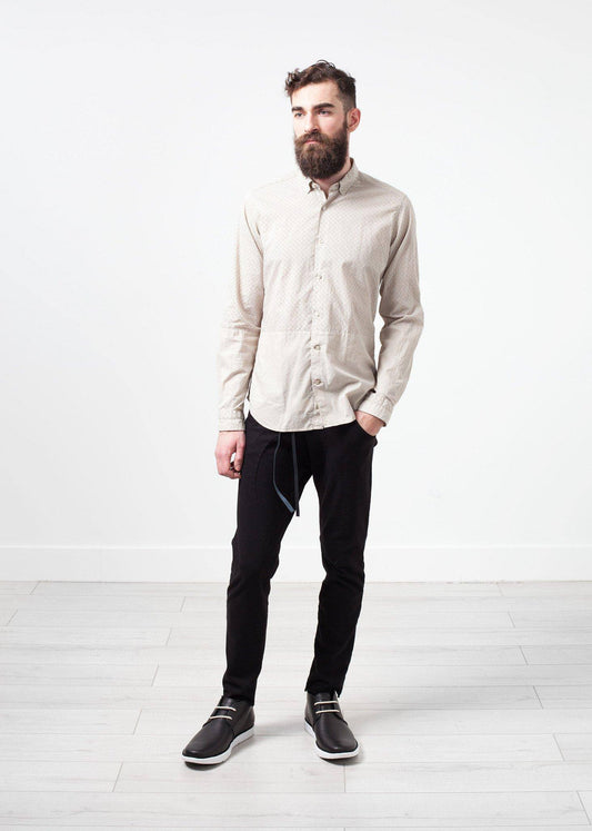 Patterned Button Up in Beige - Thang5501