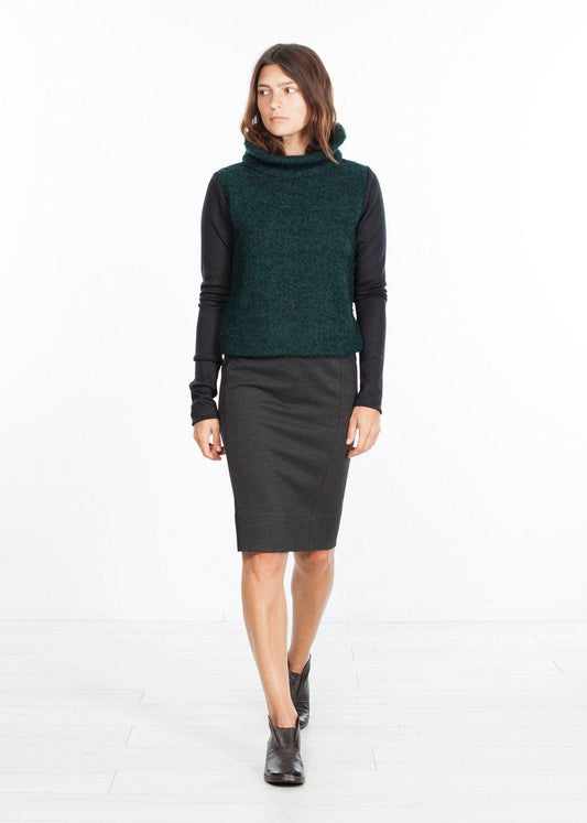 Boucle Turtle Neck in Green/Black - Thang5501