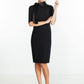 Tie Neck Wool Dress in Black - Thang5501