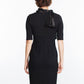 Tie Neck Wool Dress in Black - Thang5501