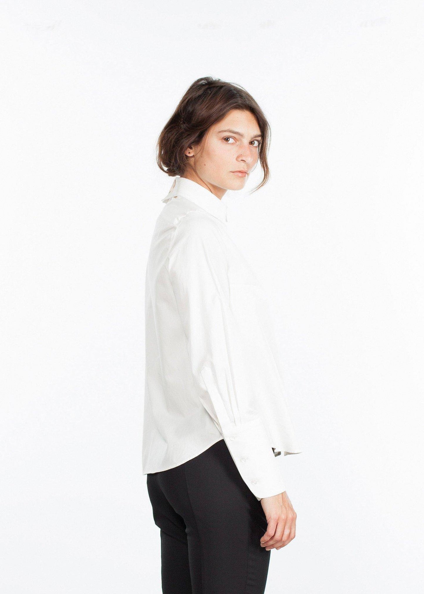 Trim Collar Poplin Blouse in Off White - Thang5501