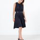 Sleeveless Pleated Dress in Navy - Thang5501