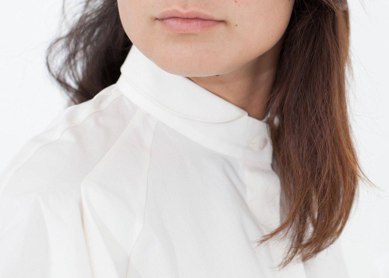 Trim Collar Poplin Blouse in Off White - Thang5501