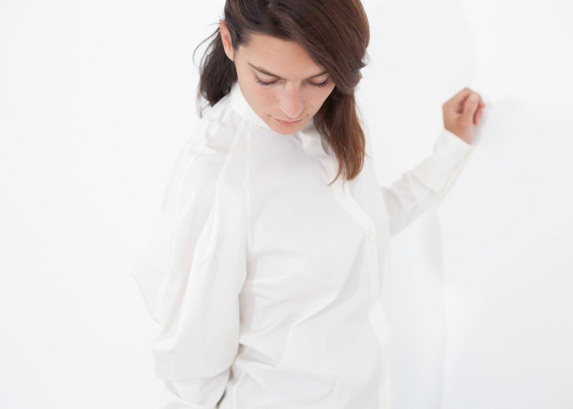 Trim Collar Poplin Blouse in Off White - Thang5501