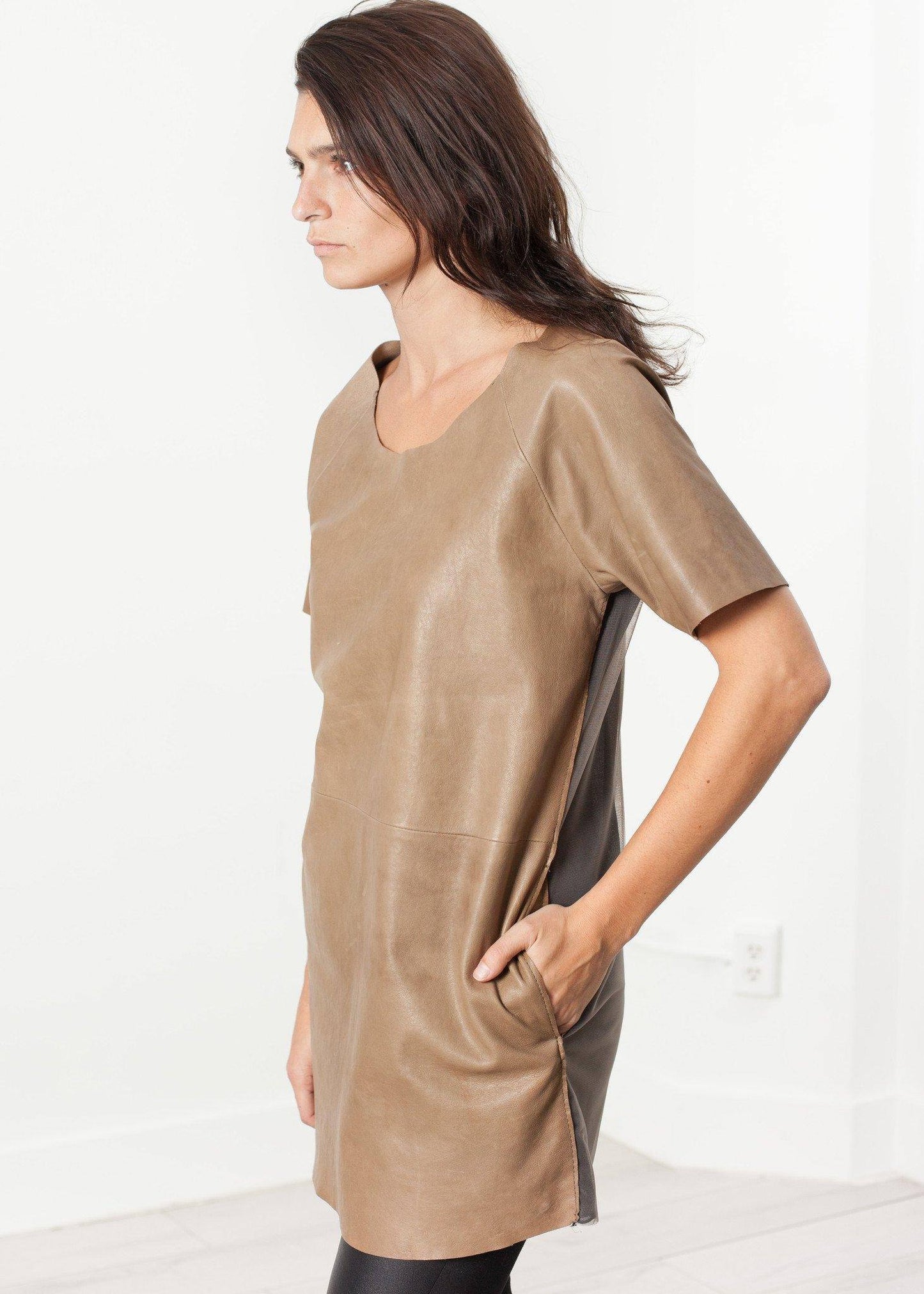 Leather Front Tunic - Thang5501