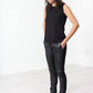 Leather Panel Trouser in Black - Thang5501