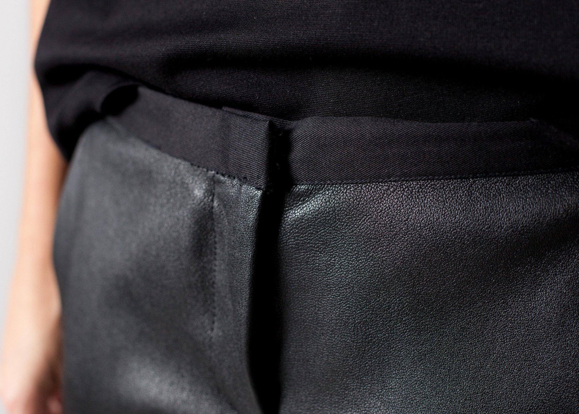 Leather Panel Trouser in Black - Thang5501