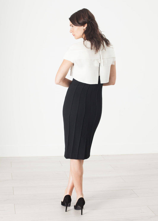 Layered Contrast Dress in Cream/Black - Thang5501