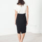 Asymmetric Dress in Cream/Black - Thang5501