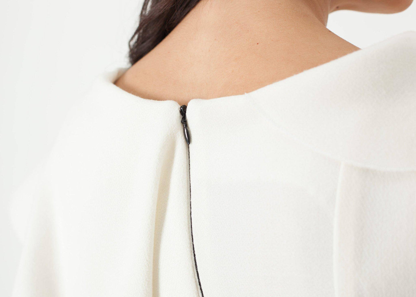 Asymmetric Dress in Cream/Black - Thang5501