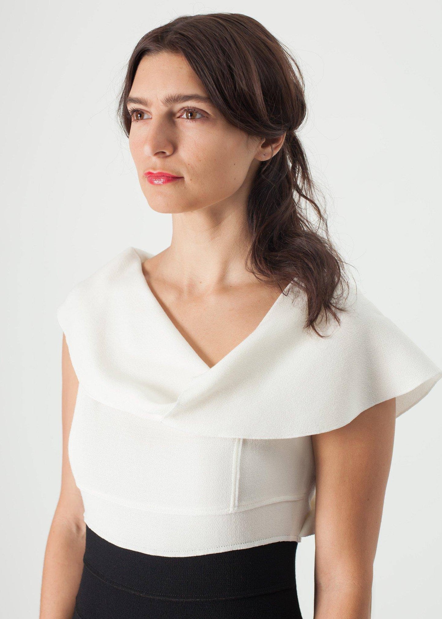 Asymmetric Dress in Cream/Black - Thang5501