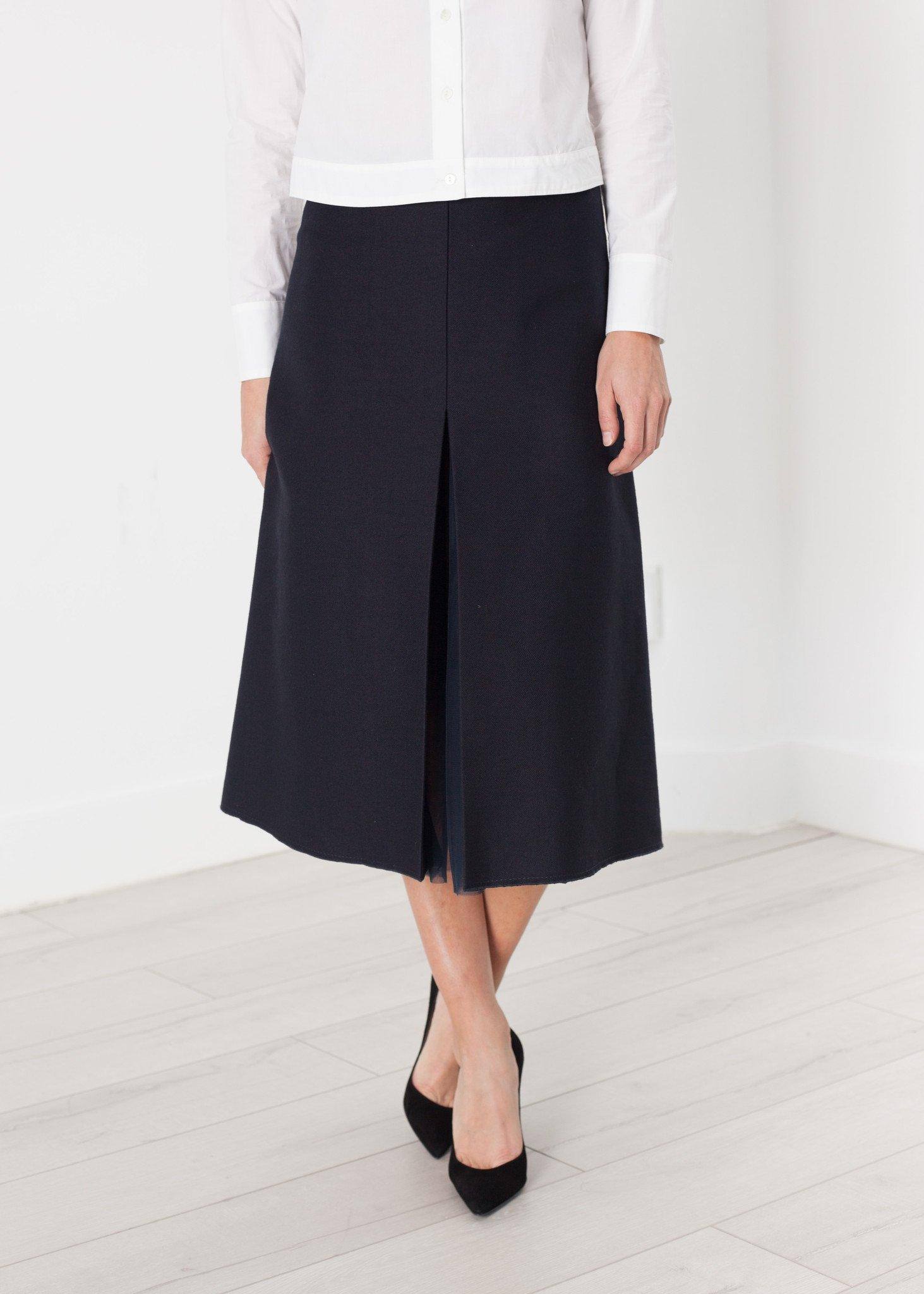 Tulle Pleat Skirt in Navy - Thang5501