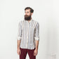 Linen Western Shirt in Beige/Blue - Thang5501