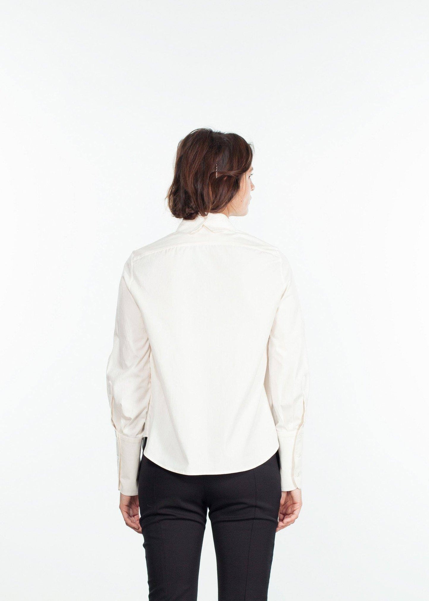 Trim Collar Poplin Blouse in Off White - Thang5501