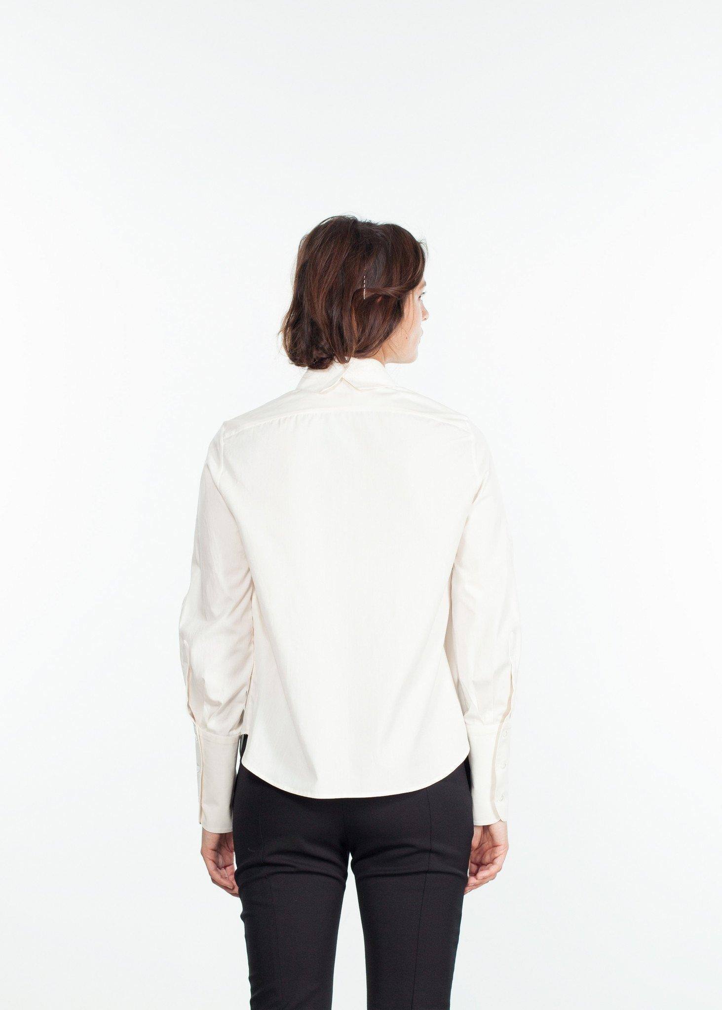 Trim Collar Poplin Blouse in Off White - Thang5501