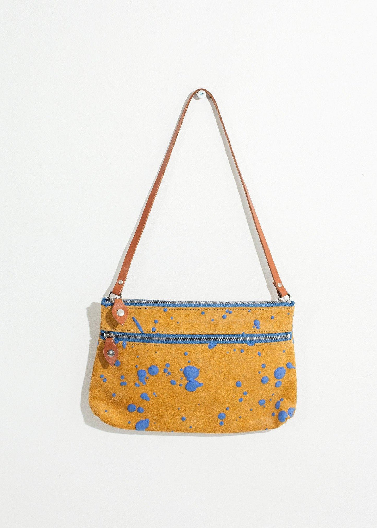 Ink Splatter Shoulder Bag in Mustard/Blue - Thang5501