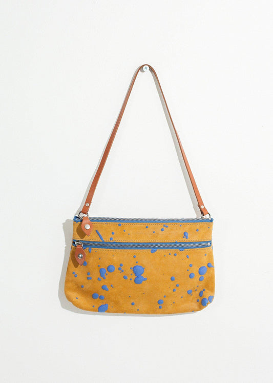Ink Splatter Shoulder Bag in Mustard/Blue - Thang5501