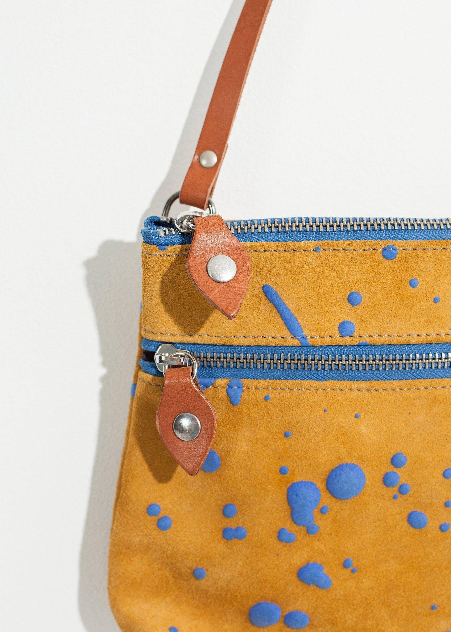 Ink Splatter Shoulder Bag in Mustard/Blue - Thang5501